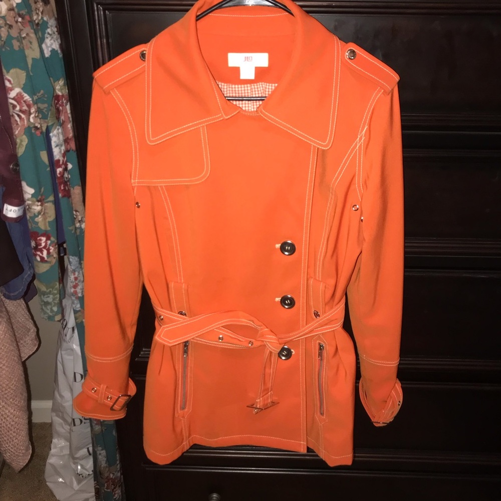 JLO Womens Collection rain trench jacket with belt